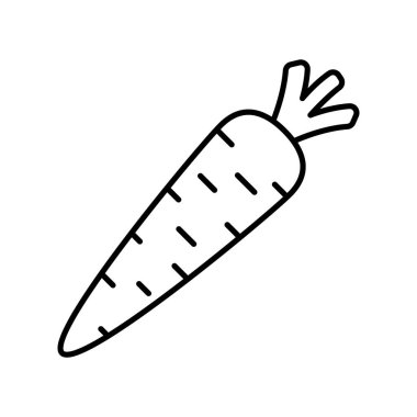 Havuç çizgisi ikonu. Sebze burcu. Diyet beslenme vektör sembolü. Kalite tasarım elemanı. Çizgi tarzı havuç ikonu. Genişletilmiş vuruş.
