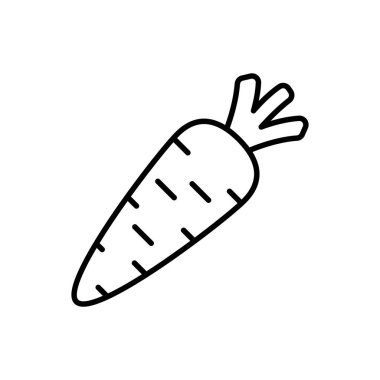 Havuç çizgisi ikonu. Sebze burcu. Diyet beslenme vektör sembolü. Kalite tasarım elemanı. Çizgi tarzı havuç ikonu. Genişletilmiş vuruş.