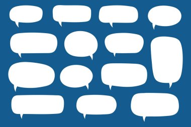 Set of hand drawn speech bubbles. Speak bubble text, cartoon chatting box, message box. Blank empty vector white speech bubbles. Cartoon balloon word design.