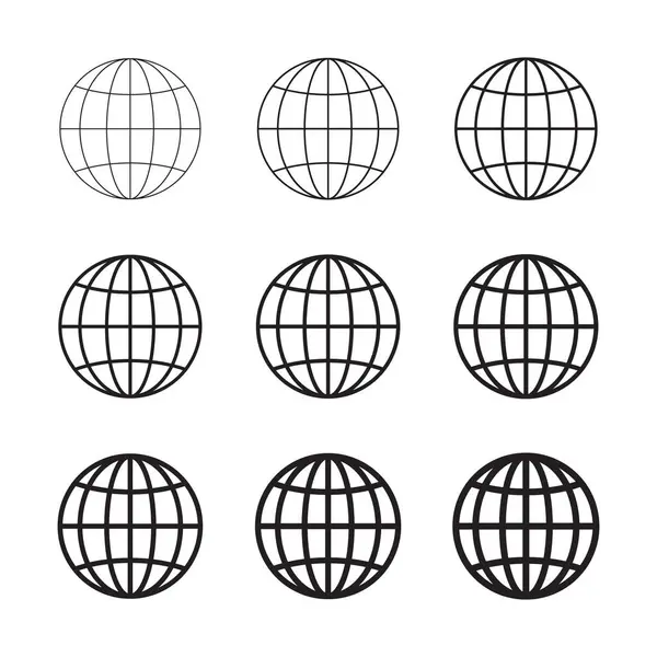 Ikona Globe Www Web Set Symbol Ikona Sbírky Internetu Adresa Stock Ilustrace