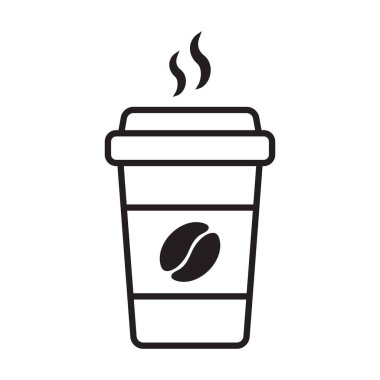 Sıcak kahve fincanı vektör simgesi. Kağıt kahve fincanı simgesi beyaz arkaplanda izole.