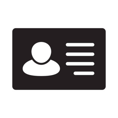 Kimlik kartı simgesi. Çalışan katip kartı, ehliyet, kimlik kartı, personel kimlik kartı sembolü. Web sitesi ve mobil uygulama için tasarım.