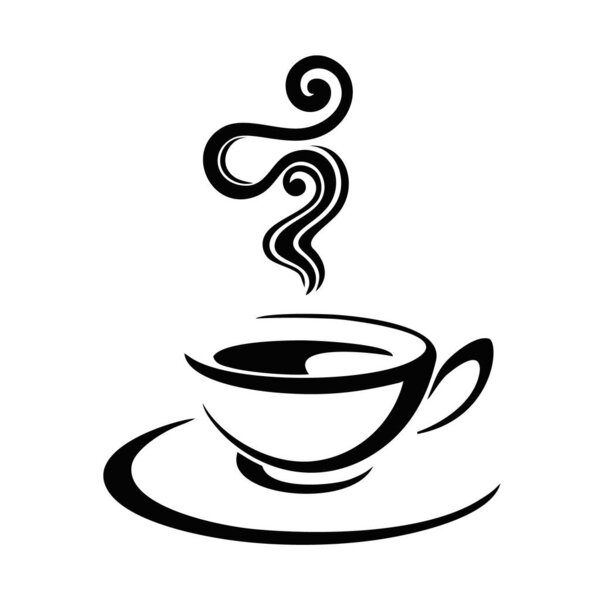 Cup of hot drink, mug of coffee, tea etc. Coffee cup with steam vector icon.