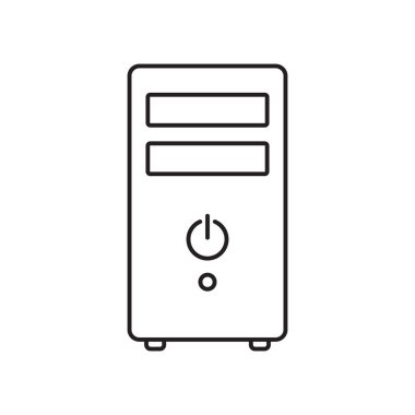 Bilgisayar dosyası PC çizgi simgesi. Mobil konsept ve web tasarımı için doğrusal biçim işareti. Cpu kulesi ana hatları vektör simgesi.
