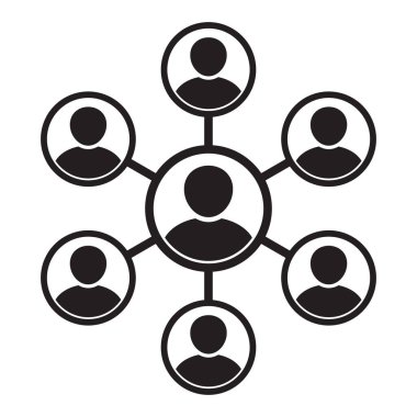 İnsanlar ağ simgesi. Sosyal ağ bağlantısı ve küresel iş iletişimi kavramı. Beyaz arkaplanda vektör simgesi izole edildi.