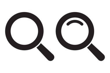 Büyüteç simgesi, vektör büyüteç veya loupe işareti. Arama simgesi.