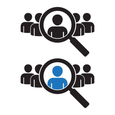 Arama işi boşluk simgesi. İş yapmak için iş bulmanın sembolü, izole edilmiş arka planda Loupe kariyer temsilciliği. İnsanların işveren iş konseptini bul.