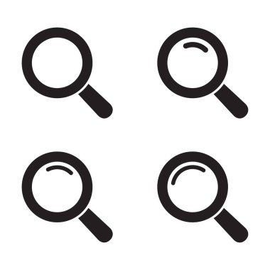 Büyüteç simgesi, vektör büyüteç veya loupe işareti. Arama simgesi.