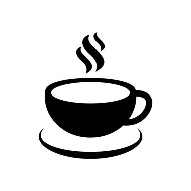 Kahve fincanı ikonu. Bir fincan sıcak içecek, bir fincan kahve, çay vesaire. Buhar vektörü simgesi olan kahve fincanı.