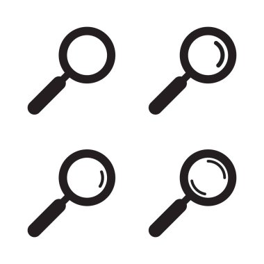 Büyüteç simgesi, vektör büyüteç veya loupe işareti. Arama simgesi.