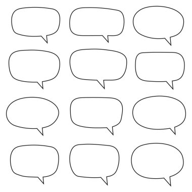 Konuşma balonu, konuşma balonu, sohbet balonu, uygulamalar ve web siteleri için sanat vektör simgesi. El çizimi konuşma baloncukları.