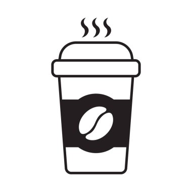 Kağıt kahve bardağı ikonu. Sıcak kahve fincanı vektör simgesi beyaz arkaplanda izole.