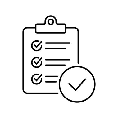 Arkaplanda işaretleme simgesi olan pano izole edildi. Web sitesi ve uygulama tasarımı için işaretleme listesi işareti.