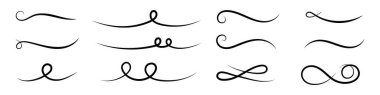 Underline text. Hand drawn collection of curly swishes, swashes, swoops. Calligraphy swirl. Highlight text elements. clipart
