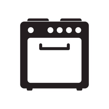 Fırın ikonu, vektör gaz sobası. Mutfak aletleri. Vektör illüstrasyonu.