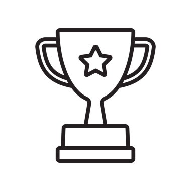 Ganimet çizgisi simgesi. Kupa, galibiyet kupası, zafer kupası ikonu. Web ve mobil için ödül sembolü işareti.