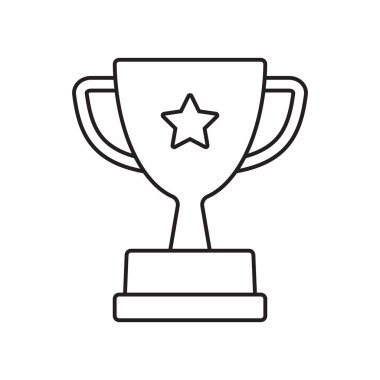 Ganimet çizgisi simgesi. Kupa, galibiyet kupası, zafer kupası ikonu. Web ve mobil için ödül sembolü işareti.