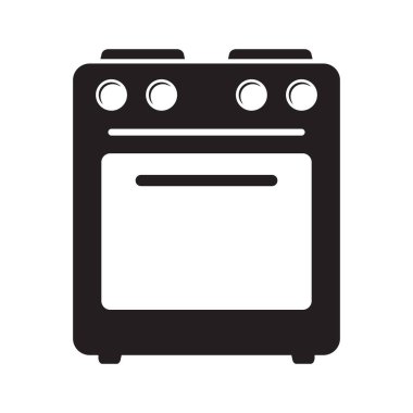 Fırın ikonu, vektör gaz sobası. Mutfak aletleri. Vektör illüstrasyonu.