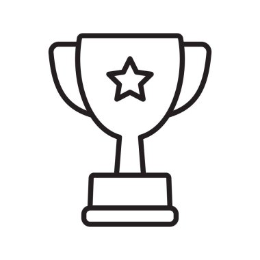 Ganimet çizgisi simgesi. Kupa, galibiyet kupası, zafer kupası ikonu. Web ve mobil için ödül sembolü işareti.