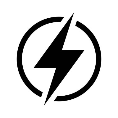 Şimşek, elektrik güç vektör simgesi. Enerji ve gök gürültüsü elektrik sembolü. Çemberde şimşek işareti.
