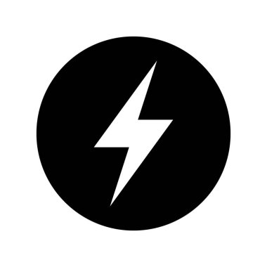 Şimşek, elektrik güç vektör simgesi. Enerji ve gök gürültüsü elektrik sembolü. Çemberde şimşek işareti.