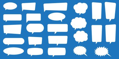 Konuşma baloncukları. Baloncuk mesajı, çizgi film sohbet kutusu, mesaj kutusu. Boş beyaz konuşma kabarcıkları.