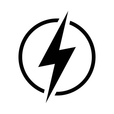 Şimşek, elektrik güç vektör simgesi. Enerji ve gök gürültüsü elektrik sembolü. Çemberde şimşek işareti.