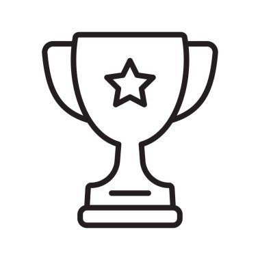 Ganimet çizgisi simgesi. Kupa, galibiyet kupası, zafer kupası ikonu. Web ve mobil için ödül sembolü işareti.