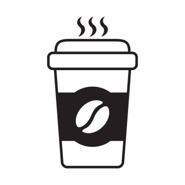 Sıcak kahve fincanı vektör simgesi. Kağıt kahve fincanı simgesi beyaz arkaplanda izole.