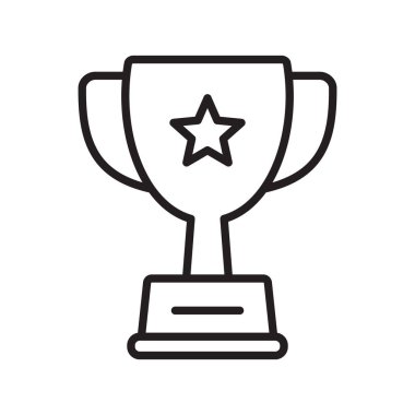 Ganimet çizgisi simgesi. Kupa, galibiyet kupası, zafer kupası ikonu. Web ve mobil için ödül sembolü işareti.