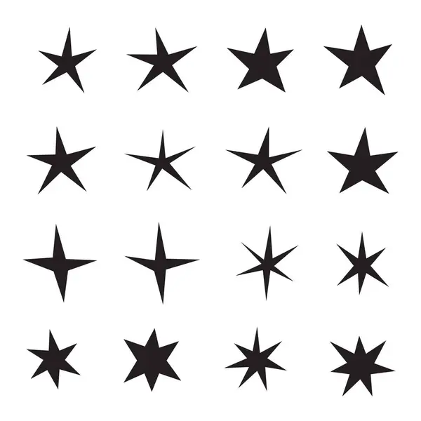 Σύνολο Ζωγραφισμένων Χέρι Αστεριών Αστέρια Διαφορετικών Σχημάτων Ένα Σύνολο Προτύπων — Διανυσματικό Αρχείο