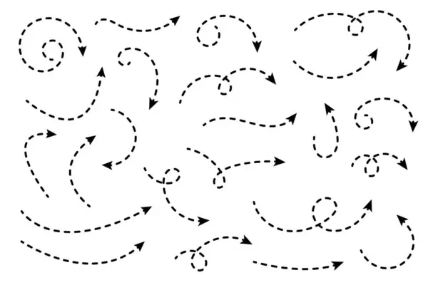 Καμπυλωτό Βέλος Σχεδιασμός Ρίγες Βέλους Zigzag Διάστικτες Γραμμές — Διανυσματικό Αρχείο
