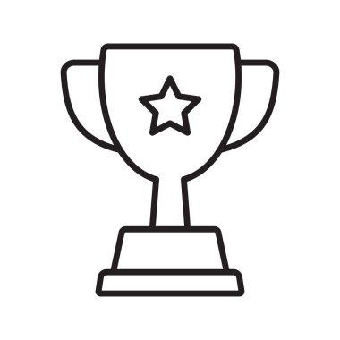 Ganimet çizgisi simgesi. Kupa, galibiyet kupası, zafer kupası ikonu. Web ve mobil için ödül sembolü işareti.