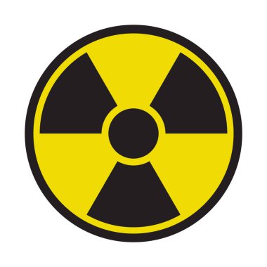 Radyasyon sembolü. Radyoaktivite alarmı işareti.