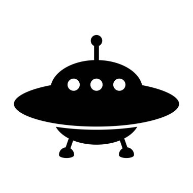 Çizgi film UFO simgesi, beyaz arkaplanda vektör çizimi