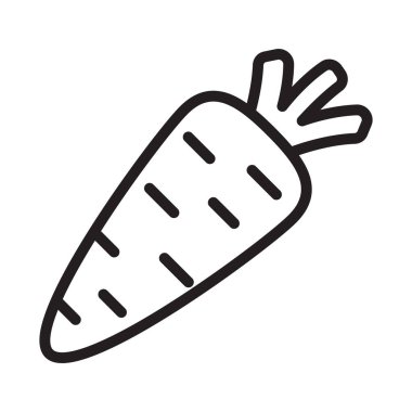 Havuç çizgisi simgesi, genişletilmiş felç. Siyah siluet vektör simgesinde sebze.