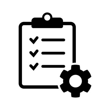 Vites izole edilmiş simgesi olan pano. Teknik destek kontrol listesi simgesi. Yönetim düz simge konsepti. Yazılım geliştirme.