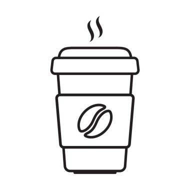 Sıcak kahve fincanı ikonu. Kağıt kahve fincanı simgesi beyaz arkaplanda izole.