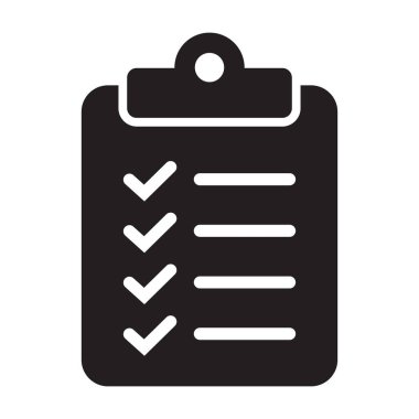 Pano katı simge düz biçimi arkaplanda izole edildi. Web sitesi ve uygulama tasarımı için işaretleme listesi işareti.