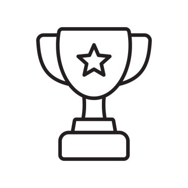 Ganimet çizgisi simgesi. Kupa, galibiyet kupası, zafer kupası ikonu. Web ve mobil için ödül sembolü işareti.