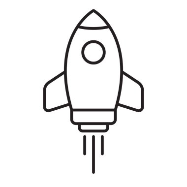 Roket ikonu. Basit ana hatlı roket işaretleri ayarlandı. Roket fırlatma simgesi.