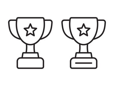 Ganimet çizgisi simgesi. Kupa, galibiyet kupası, zafer kupası ikonu. Web ve mobil için ödül sembolü işareti.