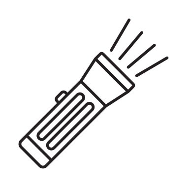 Web siteniz, cep telefonunuz, sunumunuz ve logo tasarımınız için el feneri çizgisi simgesi.