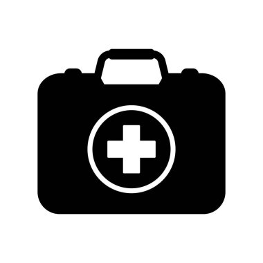 İlk yardım kutusu simgesi, tıbbi evrak çantası simgesi izole edildi.