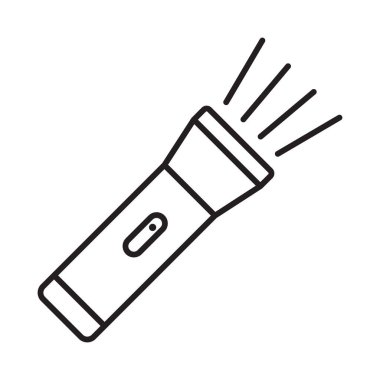 Web siteniz, cep telefonunuz, sunumunuz ve logo tasarımınız için el feneri çizgisi simgesi.