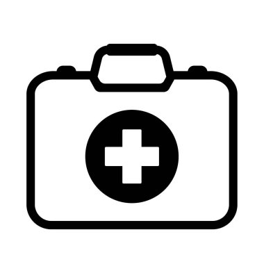 İlk yardım kutusu simgesi, tıbbi evrak çantası simgesi izole edildi.
