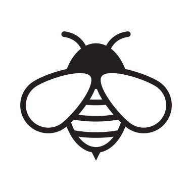 Bal arısı ikonu. Böcek karakteri. Çizgi film uçan arı. Beyaz arkaplanda izole edilmiş vektör.