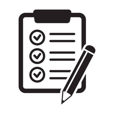 Liste simgesi yapmak için. Kalem vektör simgesi olan pano. Grafik ve web tasarımı için siyah illüstrasyon beyaz arkaplanda izole edildi.