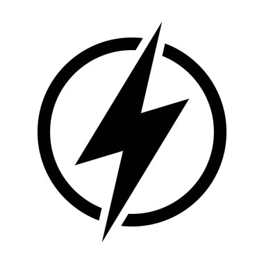 Şimşek, elektrik güç ikonu. Enerji ve gök gürültüsü elektrik sembolü. Çemberde şimşek işareti.