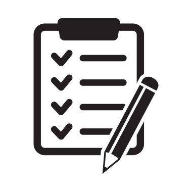 Liste simgesi yapmak için. Kalem vektör simgesi olan pano. Grafik ve web tasarımı için siyah illüstrasyon beyaz arkaplanda izole edildi.